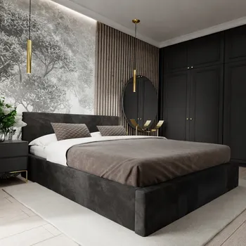 Postel Čalouněná dvoulůžková postel Muralo 120x200 cm černá