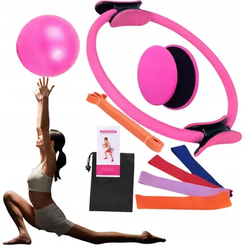 SADA NA JÓGU A PILATES PRO CVIČENÍ DOMA: KRUH, MÍČ, ODPOROVÉ GUMY