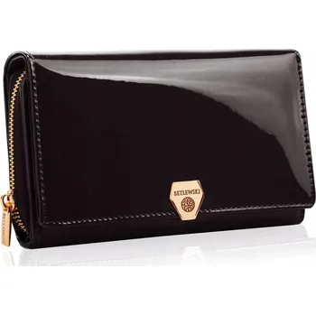 Peněženka Lakovaná dámská peněženka SHINY Betlewski se zapínáním a ochranou karet RFID, kožená