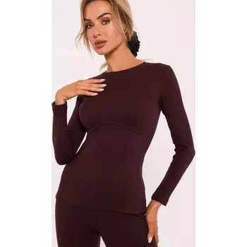 Dámské tričko M817 Žebrovaný korzetový top s dlouhými rukávy - hnědý EU L