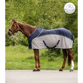 Deka pro koně Deka proti hmyzu síťovaná letní Cooler Waldhausen Barva: půlnoční modrá/šedá, Velikost: 125 cm vzdušná, lehká, ideální po práci nebo na pastvu