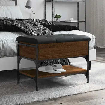 Zahradní lavice Nábytek XL Lavice s botníkem hnědý dub 62 x 42 x 45 cm kompozitní dřevo 835191