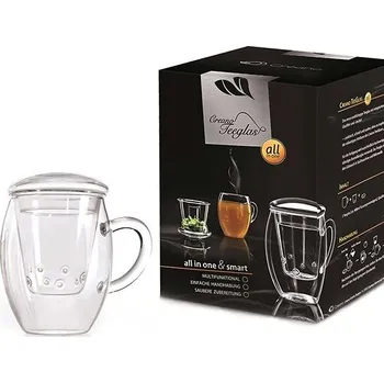 Konvice na čaj Creano Čajový hrnek „All-In-One“ se skleněným filtrem 3dílná sada, 400 ml