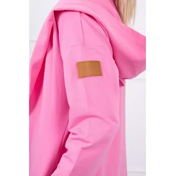 Dámský kabát Dlouhý kabát s kapucí světle růžový UNI
