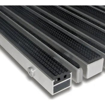 Rohožka Gumová hliníková kartáčová venkovní vstupní rohož FLOMA Alu Extra - délka 100 cm, šířka 100 cm, výška 2,7 cm - 80000728