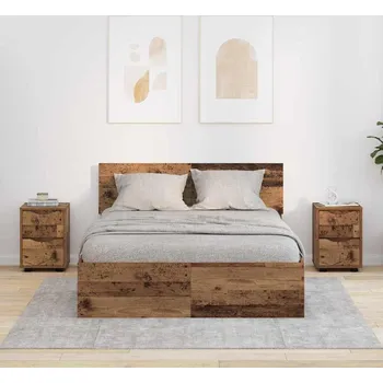 Noční stolek vidaXL Noční stolky se zásuvkou 2 pcs Staré dřevo 30,5 x 30 x 43 cm [888814]