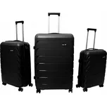 Aga Travel Sada tří cestovních kufrů, černá barva, tvrdý ABS plast, 189 l