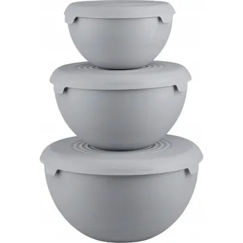 MÍSA S VÍKEM kuchyňská sada mís 1l, 3l, 6l 3 MISKY KUCHYŇSKÉ šedé