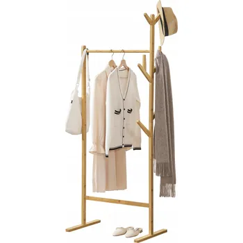 Věšák Bambusový stojací věšák na oblečení 65x40x170 cm