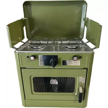 Outdoor vaření Plynová outdoorová trouba a dvouplotýnkový vařič 2v1