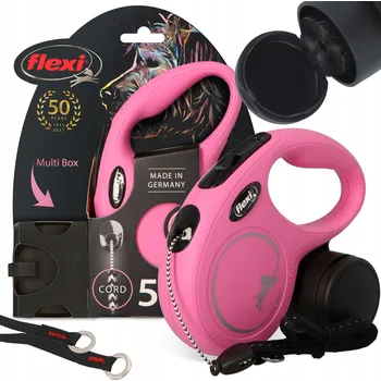 Vodítko pro psa Flexi automatické Vodítko pro psy, lano 5 m, růžové, do 12 kg