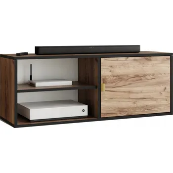 Televizní stolek TV stolek LUNA 2 zlaté úchyty otevřený dub craft zlatý