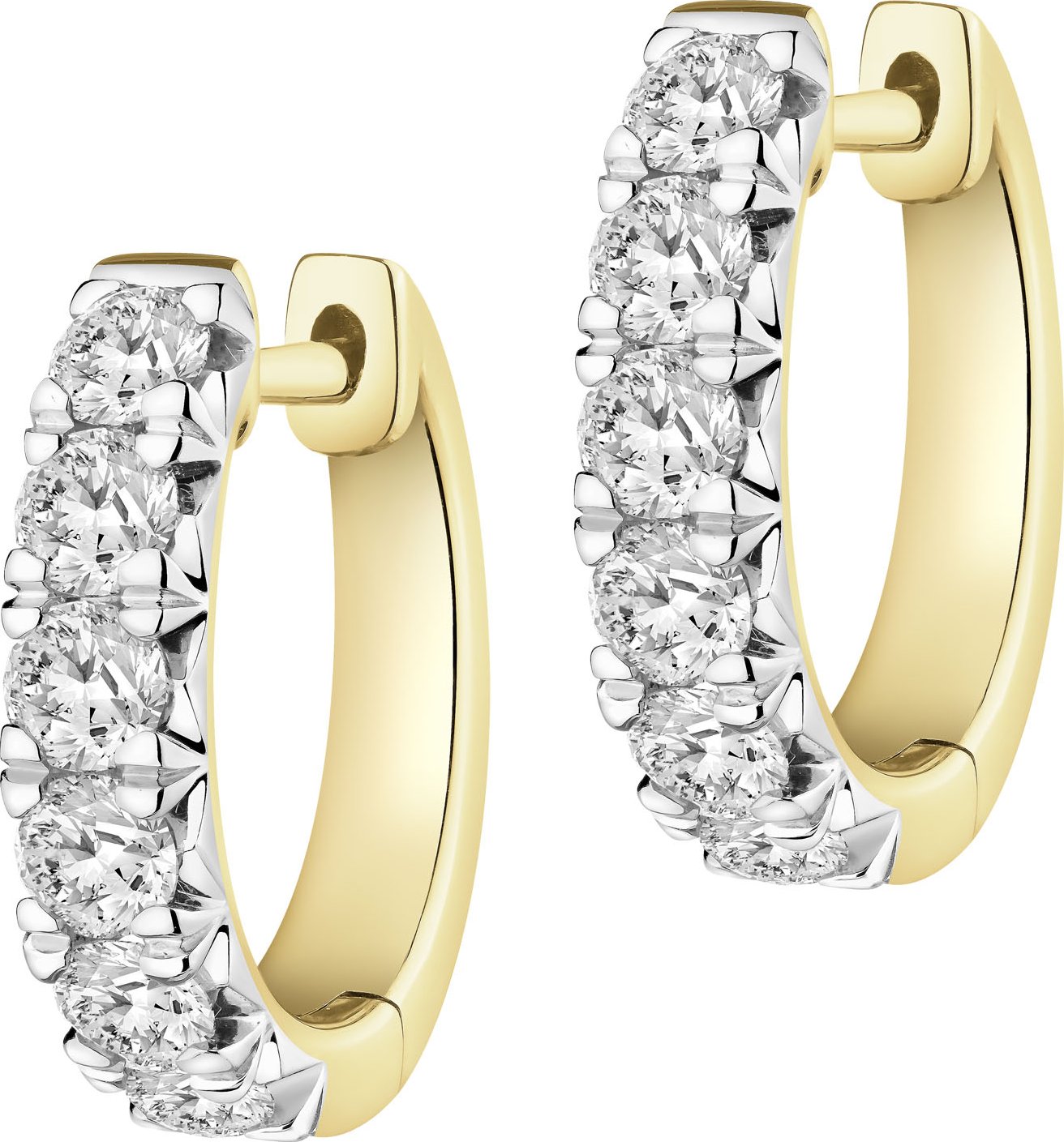 Zlaté náušnice s brilianty - kroužky - 1,50 ct - ryzost 585 - 110.766