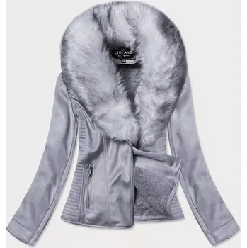 Dámská semišová bunda ramoneska ve vřesové barvě s kožešinou (6501big) odstíny fialové 52