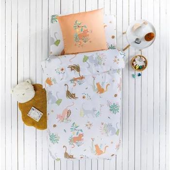 Povlečení Blancheporte Dětské bavlněné povlečení Kočičky zn. Colombine® bílá povlak na přikrývku 140x200 cm