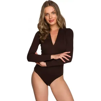 Body S327 Body s výstřihem do V - hnědé EU S