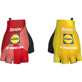 Cyklistické rukavice TREK Unisex cyklistické týmové rukavice Santini tmavě modrá-žlutá, XL