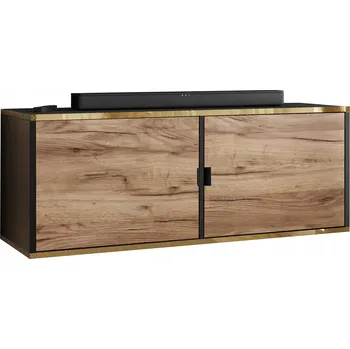 Televizní stolek TV stolek LUNA 2 s čely černá + dub craft zlatý se zlatou dýhou