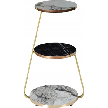 Konferenční stolek Odkládací stolek Sipoo 74x46x37 cm mramor bílý / mramor černý [en