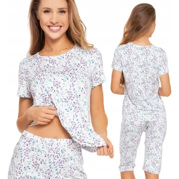 Dámské pyžamo Dámské pyžamo viskóza krátký rukáv květinový vzor Moraj velikost M