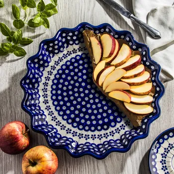 Nádoba na pečení Forma na pečení tarty Keramika Bolesławiec 32 cm - dek. 166A (druhý druh)