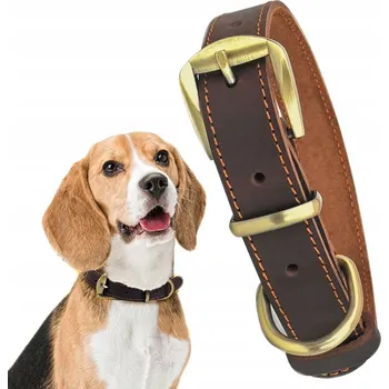 Obojek pro psa KOŽENÝ OBOJEK 36–46 cm HNĚDÝ Kožený obojek pro psy a další zvířata