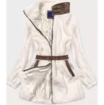 Kožešinová bunda v ecru barvě se stojáčkem (GSQ2228) odstíny béžové S (36)