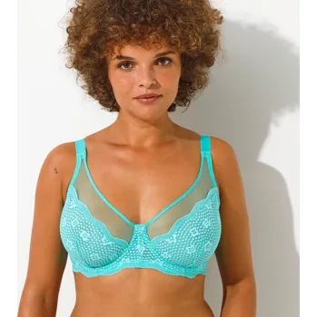 Podprsenka Blancheporte Sada 2 zmenšujících podprsenek z tylu a krajky, s kosticemi zelená+mentolová 80D