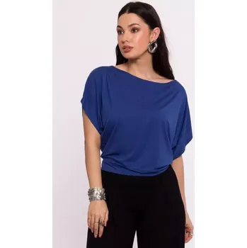 Dámská košile B287 Viskózový top s výstřihem na ramena - modrý EU XXL