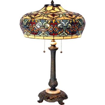Lampička Clayre&Eef Stolová lampa Orient v Tiffany stylu krémová, multicolour, starožitná mosaz 2 x 60 W - Doprava zdarma