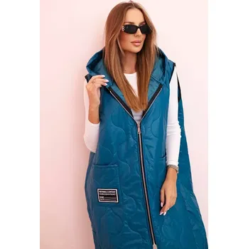 Dámská vesta Dámská prošívaná vesta Plus Size s kapucí na zip mořská UNI