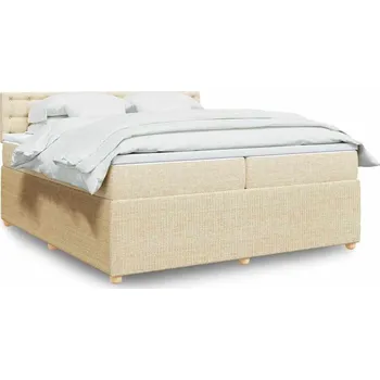 Postel vidaXL Box spring postel s matrací 200x200 cm textil [3289879] Barva: krémová