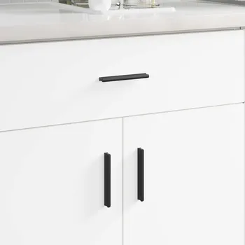 Nábytkové kování vidaXL Rukojeť 12 pcs Černá 106 x 7,4 x 15,5 mm Hliník [864687]