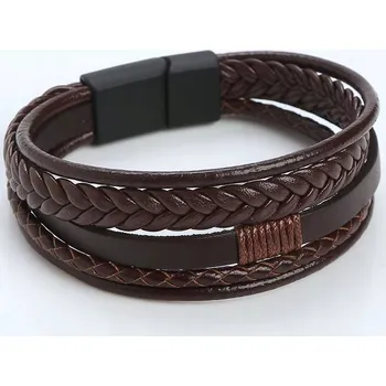 Náramek PÁNSKÝ HNĚDÝ PÁNSKÝ NÁRAMEK OCEL MOZKEM OBALENÝM