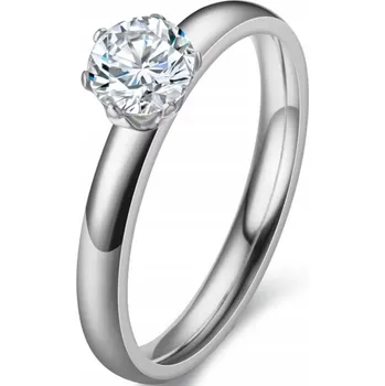 Prsten Stříbrný Prstýnek s Briliantem a Bílým Zirkon, Elegantní Ocel Chirurgická