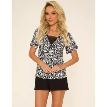 Pyžamo De Lafense 747 Savannah kr/sr S-2XL bílo-černá L