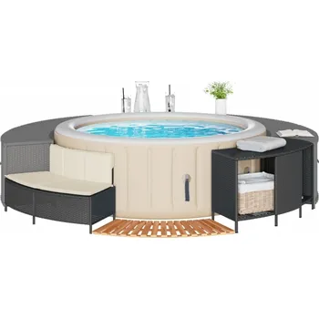 vidaXL Obruba k vířivce polyratan a masivní akáciové dřevo [365612] Barva: Černá