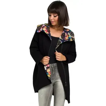 Dámské oblečení B091 Mikina na zip Oversized - černá EU S/M