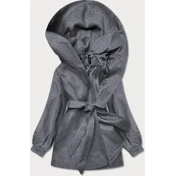 Šedá dámská rozšířená bunda se vzorem rybí kost (2726) odstíny šedé 46