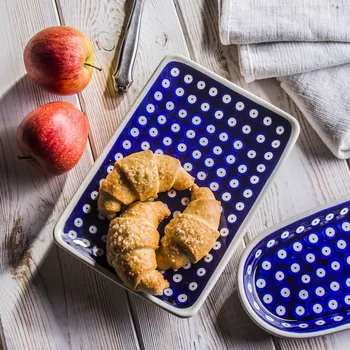 Talíř na sushi Keramika Bolesławiec 22 x 15 cm - dek. 42 (druhý druh)