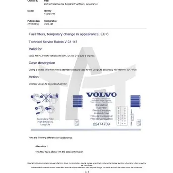 Palivový filtr Palivový filtr VOLVO 22474709