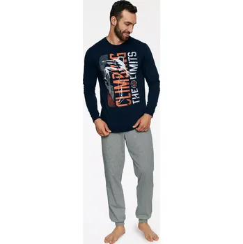 Pánská móda Pyžamo Block 40023-59X Námořnická modrá - Henderson XXL