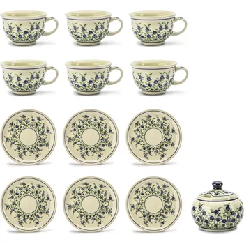 Talíř Kávová souprava pro 6 osob (13 ks) Bolesławiec dec. 1208