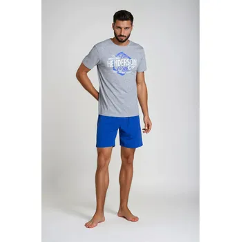 Pánská móda Pyžamo Lars 38869-90X Šedomodrá - Henderson XXL