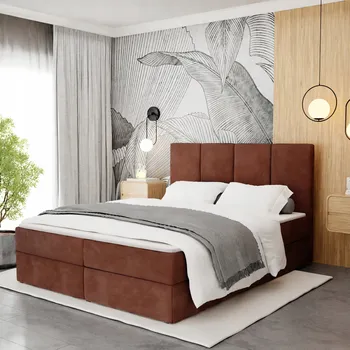 Postel Čalouněná dvoulůžková postel Muralo 140x200, oranžové odstíny