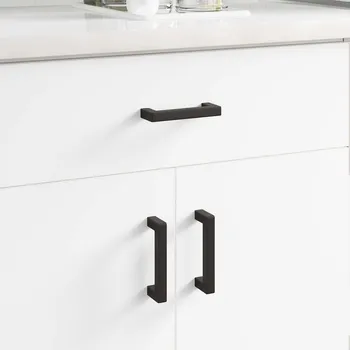 Nábytkové kování vidaXL Nábytkové madlo 2 pcs Černá 110 x 12 x 36 mm Železo [864710]