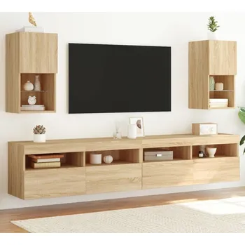 Televizní stolek vidaXL TV skříňky s LED osvětlením 2 ks 30,5 x 30 x 60 cm [836988] Barva: dub sonoma