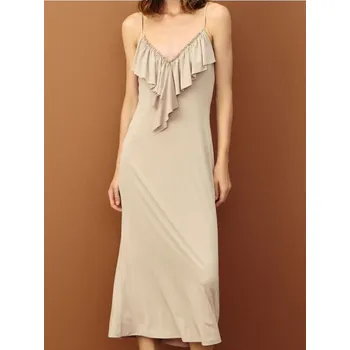 Dámské šaty Sinsay - Midi šaty na ramínka - béžová - 069IQ-02X - 069IQ-02X-XXL