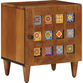 Noční stolek vidaXL Noční skříňka Hnědá 40 x 33 x 46 cm Masivní mangové dřevo [4018220]