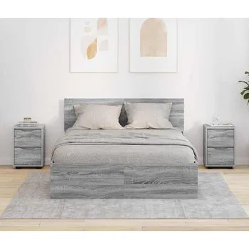 Noční stolek vidaXL Noční stolky se zásuvkou 2 pcs Šedá Sonoma 30,5 x 30 x 43 cm [888810]